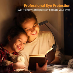 LED Book Light Reading Light Eye Caring Clip-on USB Rechargeable Dimmable Light Lamp Adjustable Flexible Night Reading Lamp
