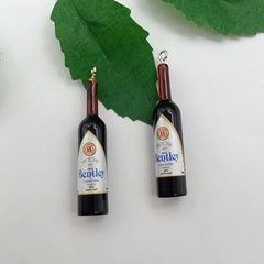 10pcs Red Wine Bottles Resin Charm Beverages Earrings Charm