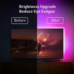 Smart TV LED Backlight with Camera for 55-75 inch Screens RGBIC LED Strip Lights Music Sync APP Control LED Ambient Lighting