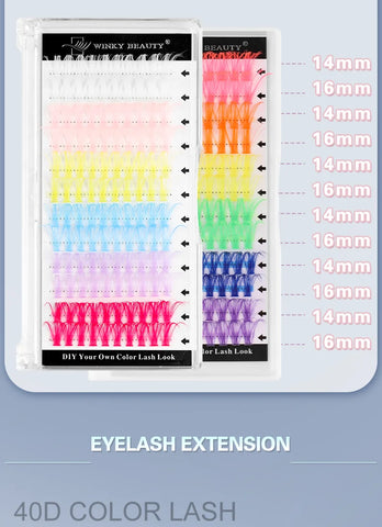winky beauty Colorful 120pcs Cluster Lashes 40D Segmented Beam Natural D Curl Individual Mink Eyelashes Makeup Supplies at home