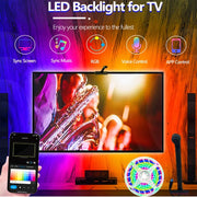 Smart TV LED Backlight with Camera for 55-75 inch Screens RGBIC LED Strip Lights Music Sync APP Control LED Ambient Lighting