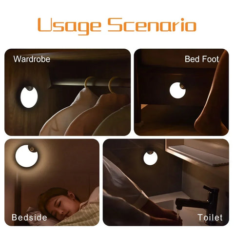 LED Night  Lights Intelligent Human Induction Cabinet Light USB Charging Emergency Automatic Lighting Bedside Home Wardrobe Lamp