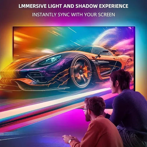 Smart TV LED Backlight with Camera for 55-75 inch Screens RGBIC LED Strip Lights Music Sync APP Control LED Ambient Lighting