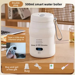2025 New 500ml Smart Multifunctional Electric Cooker LCD Temperature Display Electric Kettle Portable USB Thermos Coffee Cup