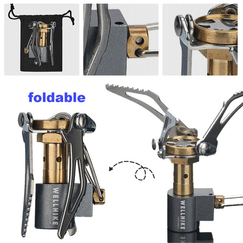 3000W Portable Camping Stove Foldable Mini Cooker Outdoor Pocket Stand Burner Lightweight Aluminum Gas Stove For Picnic Cooking