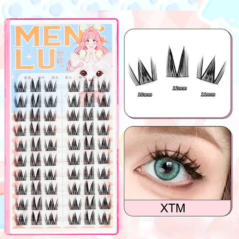New Doll Lashes Extension Natural Cat Eye False Eyelashes Cosplay Makeup Cross Strip Eye Lashes Handmade Manga Anime Lash