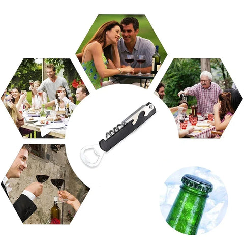 multifunction Stainless Steel Wine Corkscrew Beer Bottle Cap Remover Cutter For Kitchen Tools Bar