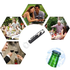 multifunction Stainless Steel Wine Corkscrew Beer Bottle Cap Remover Cutter For Kitchen Tools Bar