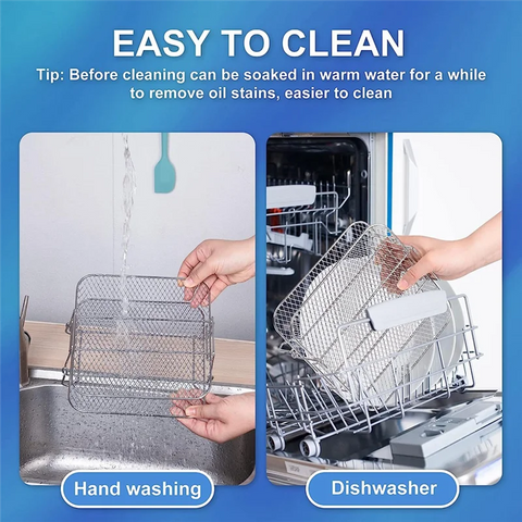 Air Fryer Rack for 5.5L Air Fryer, 2 Tier Air Fryer Grill/Shelf/Dehydrator Rack Square ,Air Fryer Accessories