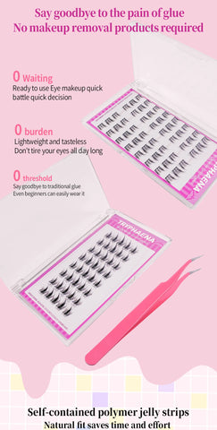 Self Adhesive Bottom Lashes No Glue Needed Reusable Under Eyelash Korean / Makeup DIY Individual Manga Lash Clusters