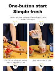 Portable Juicer Cup Smoothie Blender 6 Blade Blender Bottle  Household Fruit Juicer Cup USB Rechargeable Juicer Kitchen Tool