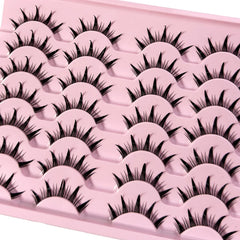 5/7/14Pairs Manga Lashes with Clear Band Japanese Anime Cosplay Eyelashes Spiky Wet Look Lashes Asian False Eyelashes Clusters