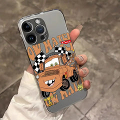 Clear Cover Phone Case for iPhone 14 15 16 Plus 11 12 Pro Max Disney Lightning McQueen