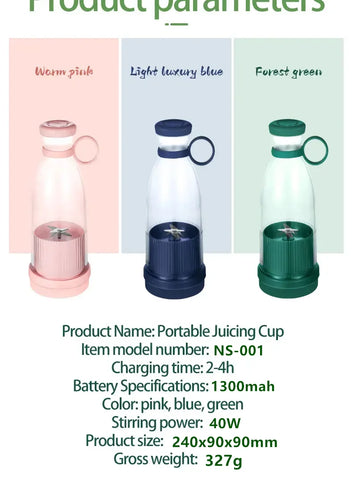 Electric Juicer Cup 6 Blades Blender Milkshake Machine USB Portable Fruit Milk Mixing Tool Mini Fresh Juice Blender