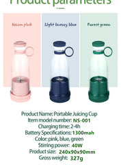 Electric Juicer Cup 6 Blades Blender Milkshake Machine USB Portable Fruit Milk Mixing Tool Mini Fresh Juice Blender