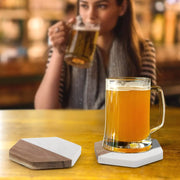 Marble Wood Coasters Set, Hexagon Geometric Coasters,