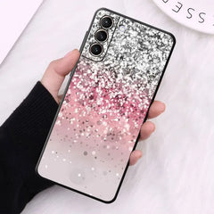 Case for Samsung Galaxy S24 S23 S10e S8 S7 S10 S21 S21 Plus S22 Ultra 5G S20 FE S9 Soft Gold Pink Rose Glitter Hearts Cover
