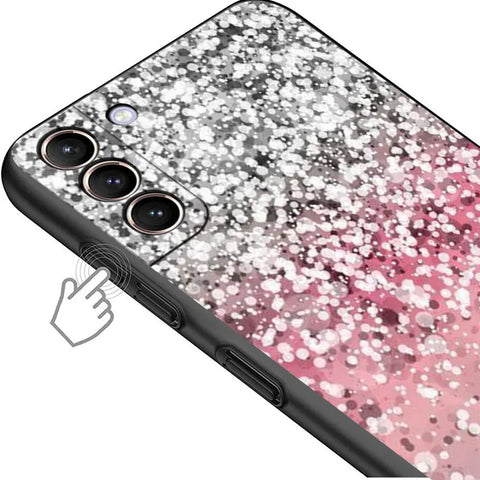 Case for Samsung Galaxy S24 S23 S10e S8 S7 S10 S21 S21 Plus S22 Ultra 5G S20 FE S9 Soft Gold Pink Rose Glitter Hearts Cover