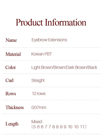 SONG LASHES  High Quality Straight Curvate Eyebrow Extensions False Eyebrow 12 lines Brown Color Eyebrow Extension