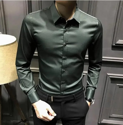 Clothes Business Male Top Plain with Print Men's Shirt and Blouse White Long Sleeve Elegant Hipster Silk Designer Cheap Brand I