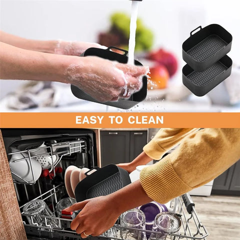 Silicone Pot Air Fryer Liners for Ninjas Dual Air Fryer, Reusable Double Silicone Air Fryer Liner, Air Fryer Accessories Air Fry