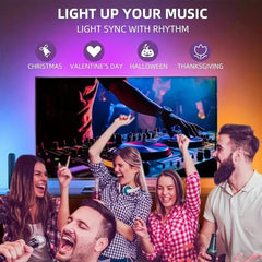 Smart TV LED Backlight with Camera for 55-75 inch Screens RGBIC LED Strip Lights Music Sync APP Control LED Ambient Lighting