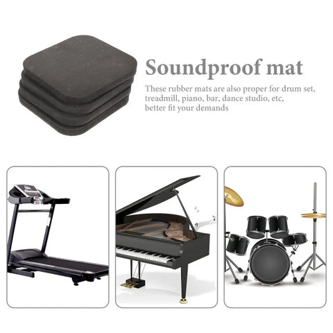 4 Pcs Shock Absorbing Pad Treadmill Mat Exercise Equipment Mat Rubber Gym Flooring Pads Under Treadmill Workout Pads Yoga Mats