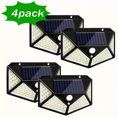 2PCS, Solar Light, 100 LED Motion Sensor Solar Light, 3 Lighting Modes, Suitable for Walls, Courtyards, Gardens, and Passages