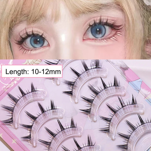 New Doll Lashes Extension Natural Cat Eye False Eyelashes Cosplay Makeup Cross Strip Eye Lashes Handmade Manga Anime Lash