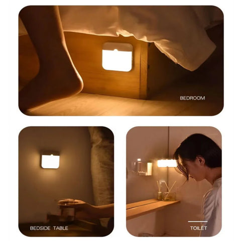 Motion Sensor Led Light Usb Charging Square Lamp for Bedroom Kitchen Stair