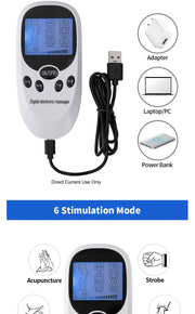 Digital TENS Machine EMS Massager Electric Pulse Muscle Stimulator for Back Neck Electrode Massage Pads Convenient Use at Home