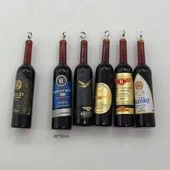 10pcs Red Wine Bottles Resin Charm Beverages Earrings Charm