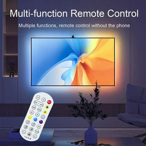 Smart TV LED Backlight with Camera for 55-75 inch Screens RGBIC LED Strip Lights Music Sync APP Control LED Ambient Lighting