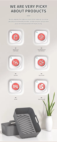 Non-stick Rectangular Air Fryer Basket Easy Clean Air Fryer Silicone Pot Air Fryer Basket Suitable for Air Fryer