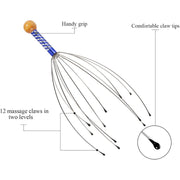 Octopus Head Massager Scalp Massager Relaxation Relief Body Massager Remove Muscle Tension Tiredness Metal Head Relax Massager