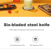 Portable Juicer Cup Smoothie Blender 6 Blade Blender Bottle  Household Fruit Juicer Cup USB Rechargeable Juicer Kitchen Tool