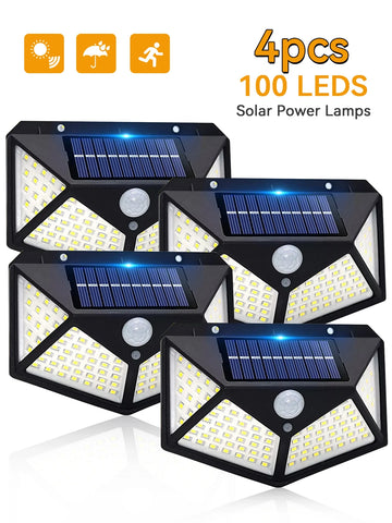2PCS, Solar Light, 100 LED Motion Sensor Solar Light, 3 Lighting Modes, Suitable for Walls, Courtyards, Gardens, and Passages