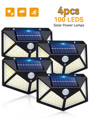 2PCS, Solar Light, 100 LED Motion Sensor Solar Light, 3 Lighting Modes, Suitable for Walls, Courtyards, Gardens, and Passages