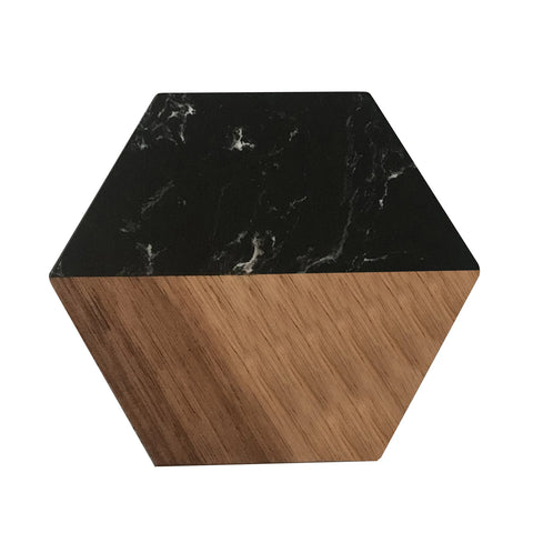 Marble Wood Coasters Set, Hexagon Geometric Coasters,