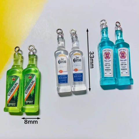 10Pcs Drink Alcohol Wine Bottle Charms for Pendant Jewelry