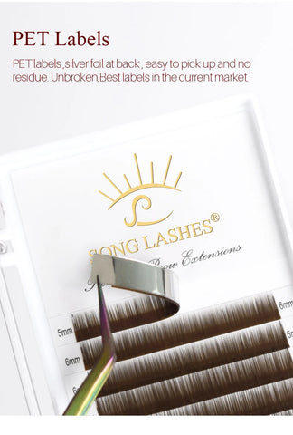 SONG LASHES  High Quality Straight Curvate Eyebrow Extensions False Eyebrow 12 lines Brown Color Eyebrow Extension