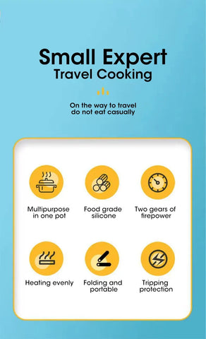 110V/220V Foldable Electric Cooker Mini Multifunction Household Dormitory Student Electric Rice Cooker Mini Electric Cooking Pot