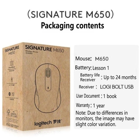 Logitech M650 Wireless Mouse，Smart ScrolWheel Multi-Platform Compatibility Silent Design Made From Eco-Friendly Materials.