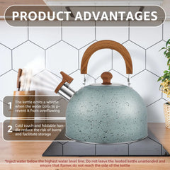 3L Liter Stainless Steel Whistle Kettle Thickened Kettle Gas Induction Cooker Universal Kettle Whistle Kettle Big Tea Kettle