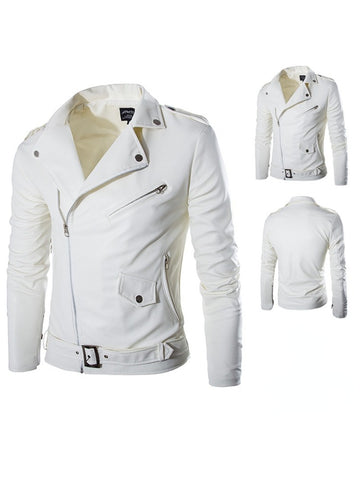 2023 Spring Autumn Plush New Leisure Fashion Men Leather Coat Slimming Coat Motorcycle Men Wear