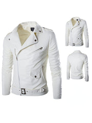 2023 Spring Autumn Plush New Leisure Fashion Men Leather Coat Slimming Coat Motorcycle Men Wear
