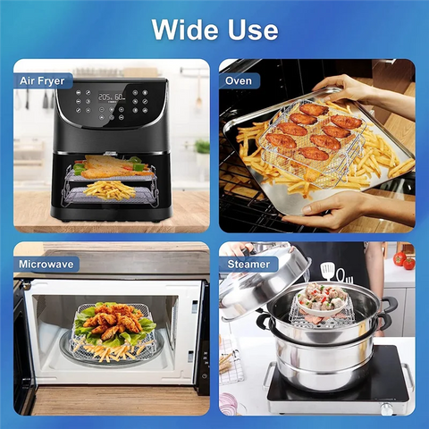 Air Fryer Rack for 5.5L Air Fryer, 2 Tier Air Fryer Grill/Shelf/Dehydrator Rack Square ,Air Fryer Accessories