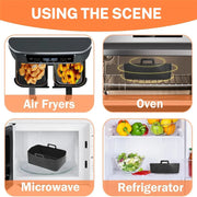 Silicone Pot Air Fryer Liners for Ninjas Dual Air Fryer, Reusable Double Silicone Air Fryer Liner, Air Fryer Accessories Air Fry