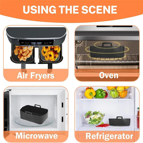 Silicone Pot Air Fryer Liners for Ninjas Dual Air Fryer, Reusable Double Silicone Air Fryer Liner, Air Fryer Accessories Air Fry