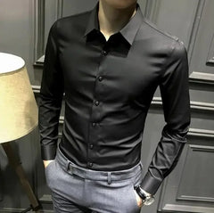 Clothes Business Male Top Plain with Print Men's Shirt and Blouse White Long Sleeve Elegant Hipster Silk Designer Cheap Brand I